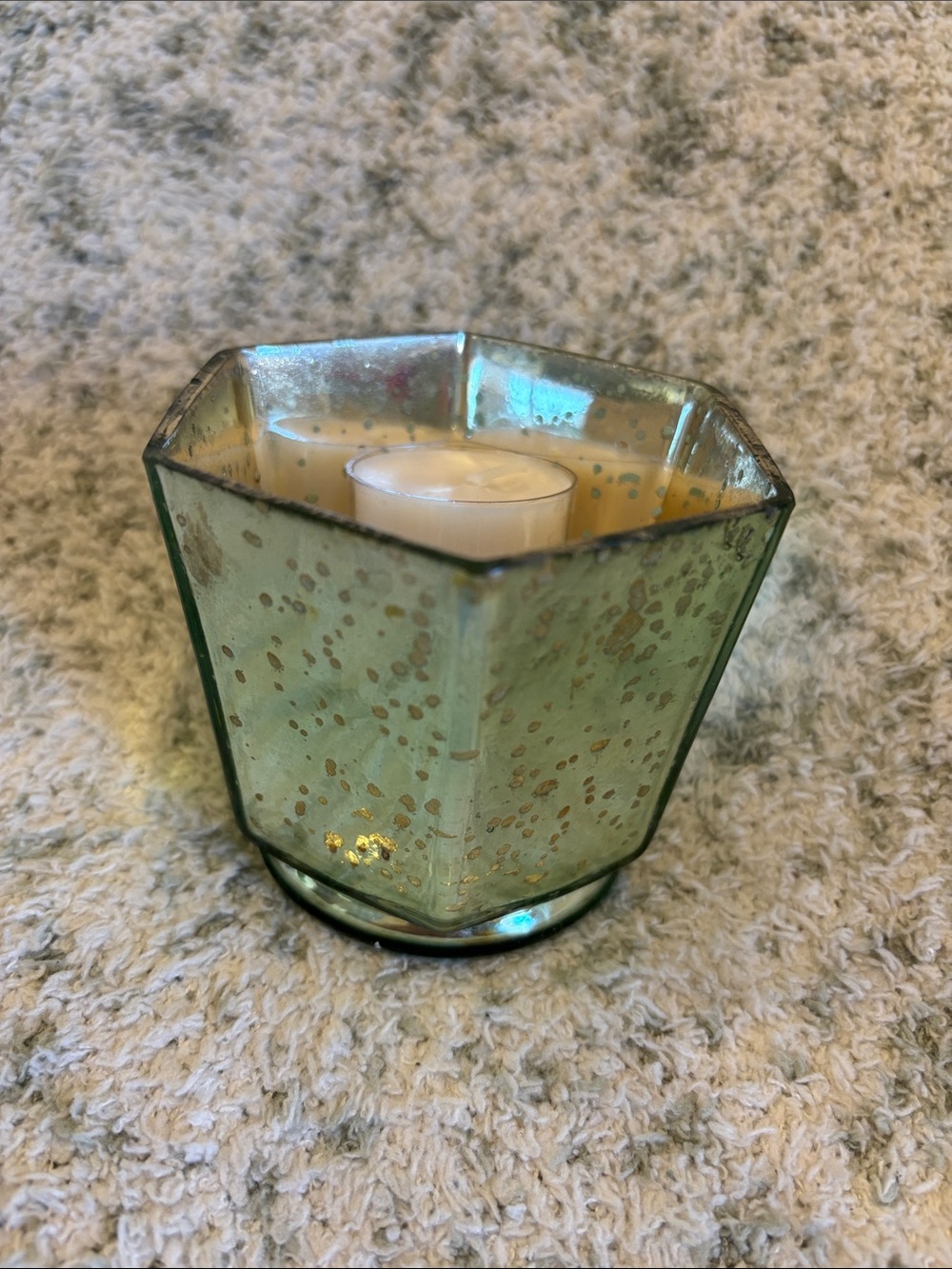 Sage Green Mercury Glass Votive Candle Holder by Koyal NWT Pier One 3x3.5”